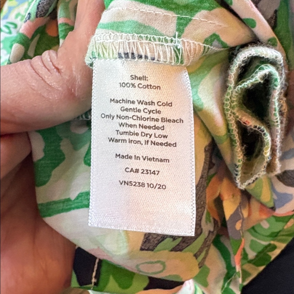 Talbots sz 14 preppy pink green and white patterned button front shirt dress - Picture 8 of 8